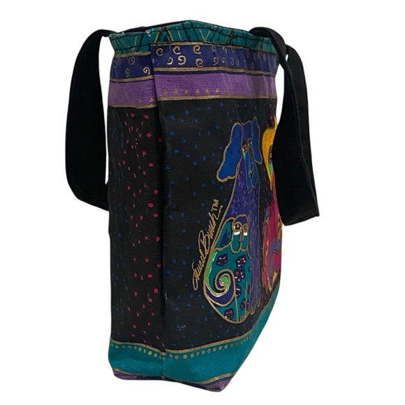 Laurel Burch 7 Dogs Painted Vibrant Handbag/ Lunch Tote - Excellent Condition - Picture 3 of 10